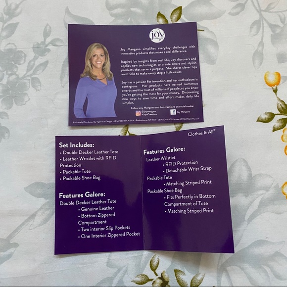 Joy Mangano Double Decker Leather Tote & Wristlet - Picture 16 of 16